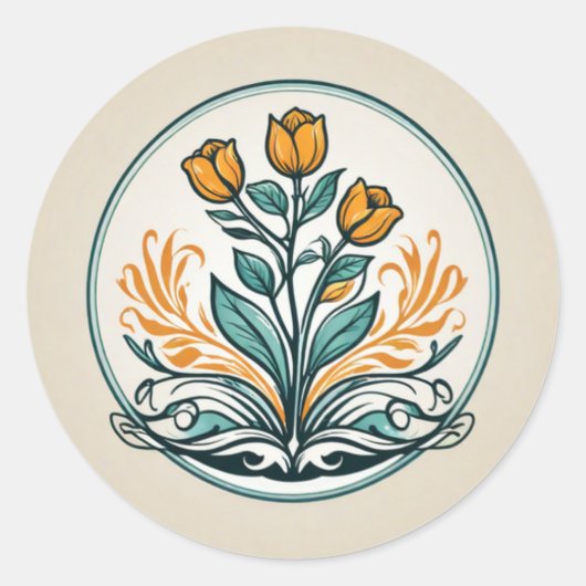 Sticker Rond Sceau d'enveloppe florale (Devant)