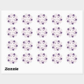 Sticker Rond Sceau d'enveloppe florale élégant Paisley Violet (Feuille)