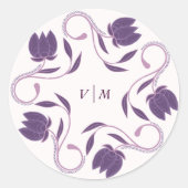 Sticker Rond Sceau d'enveloppe florale élégant Paisley Violet (Devant)