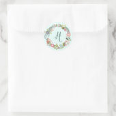 Sticker Rond Sceau d'enveloppe florale monogramme (Sac)