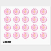 Sticker Rond Sceau d'enveloppe Gerbera rose (Arrière - plan fac (Feuille)
