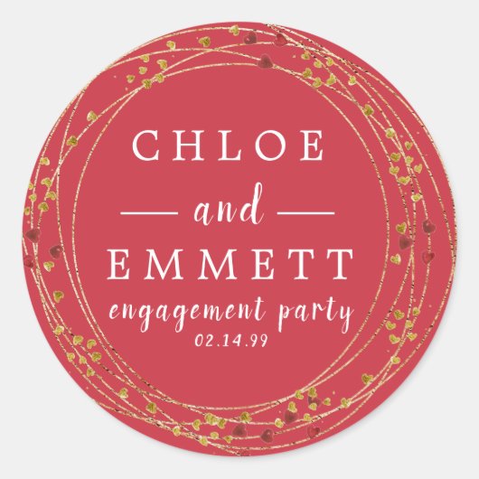 Sticker Rond Sceau d'enveloppe Gold et Red Star Engagement Part (Devant)
