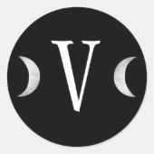 Sticker Rond Sceau d'enveloppe gothique noir lunaire classique (Devant)