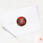 Sticker Rond Sceau d'enveloppe H Monogramme or et rouge (Enveloppe)