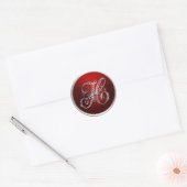 Sticker Rond Sceau d'enveloppe H Monogramme rouge et argent (Enveloppe)