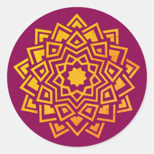 Sticker Rond Sceau d'enveloppe indien en or rose moderne mandal