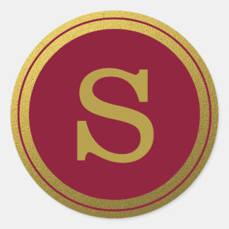 Sticker Rond Sceau D'Enveloppe Initiale De Monogramme Bourgogne