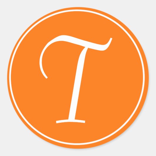 Sticker Rond Sceau d'enveloppe initiale orange monogramme (Devant)
