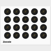 Sticker Rond Sceau d'enveloppe K monogramme or élégant (Feuille)