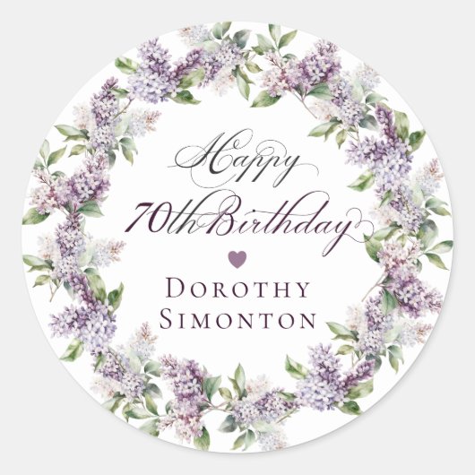 Sticker Rond Sceau d'enveloppe Lilac violet 70e anniversaire pe (Devant)