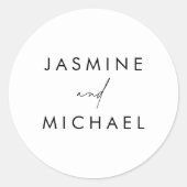 Sticker Rond Sceau d'enveloppe Mariage à script noir moderne (Devant)