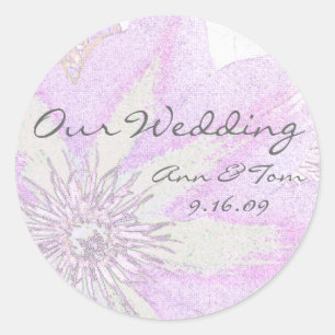 Sticker Rond Sceau d'enveloppe Mariage Clematis
