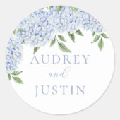Sticker Rond Sceau d'enveloppe Mariage Customisé Blue Hydrangea (Devant)