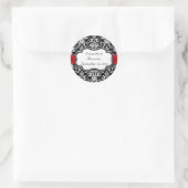 Sticker Rond Sceau d'enveloppe Mariage damassé noir/rouge (Sac)