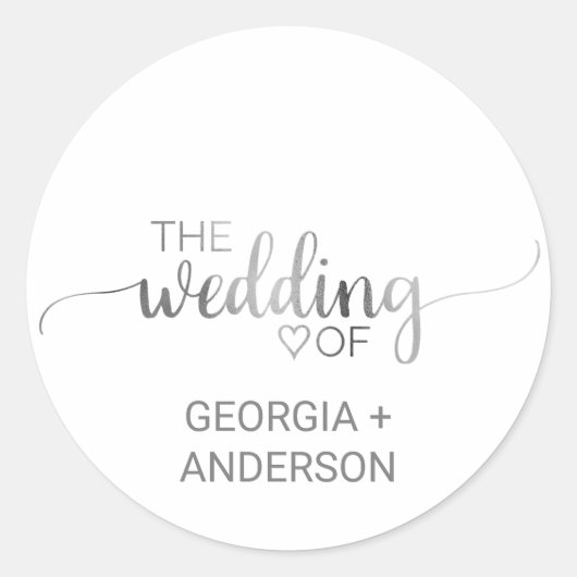 Sticker Rond Sceau d'enveloppe Mariage de calligraphie en argen (Devant)