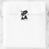 Sticker Rond Sceau d'enveloppe Mariage de chat noir (Sac)