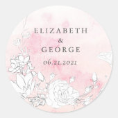 Sticker Rond Sceau d'enveloppe Mariage de monogramme flou moder (Devant)
