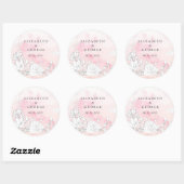 Sticker Rond Sceau d'enveloppe Mariage de monogramme flou moder (Feuille)