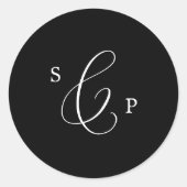 Sticker Rond Sceau d'enveloppe Mariage de Monogramme noir foncé (Devant)