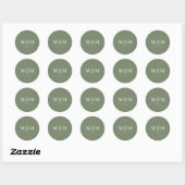Sticker Rond Sceau d'enveloppe Mariage de Monogramme vert profo (Feuille)