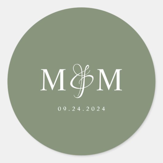 Sticker Rond Sceau d'enveloppe Mariage de Monogramme vert profo (Devant)