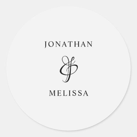 Sticker Rond Sceau d'enveloppe Mariage de script moderne simple (Devant)