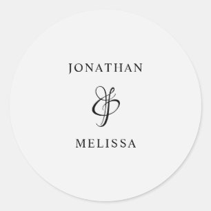 Sticker Rond Sceau d'enveloppe Mariage de script moderne simple
