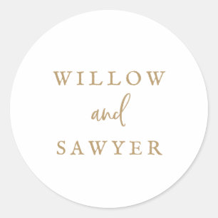 Sticker Rond Sceau d'enveloppe Mariage de script or rustique