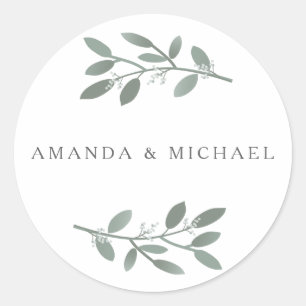 Sticker Rond Sceau d'enveloppe Mariage ELEgant Eucalyptus