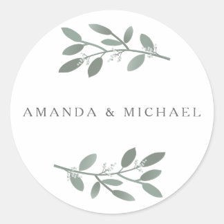 Sticker Rond Sceau d'enveloppe Mariage ELEgant Eucalyptus
