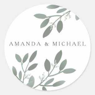 Sticker Rond Sceau d'enveloppe Mariage Eucalyptus élégant