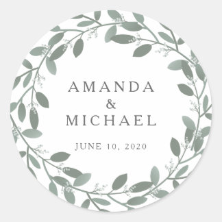 Sticker Rond Sceau d'enveloppe Mariage Eucalyptus élégant