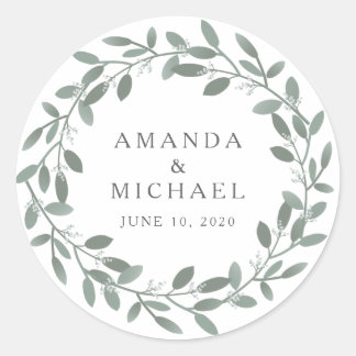 Sticker Rond Sceau d'enveloppe Mariage Eucalyptus élégant