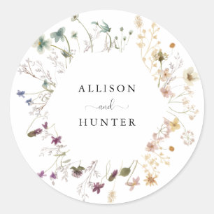 Sticker Rond Sceau d'enveloppe mariage   FLEUR SAUVAGE