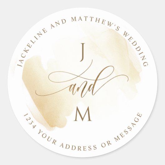 Sticker Rond Sceau d'enveloppe mariage Golden Yellow Stains /Fa (Devant)
