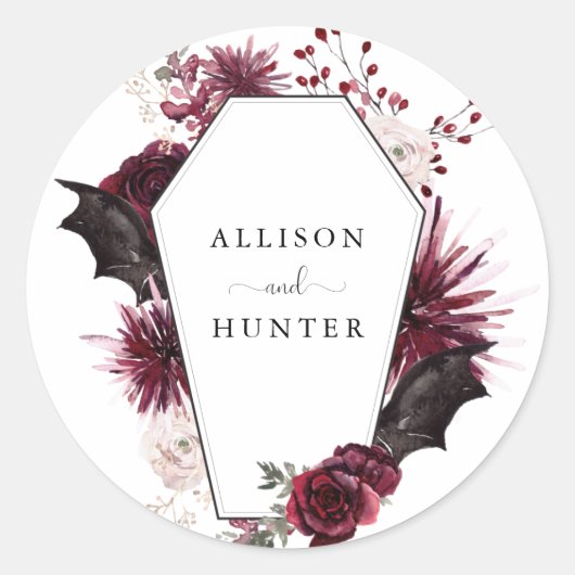 Sticker Rond Sceau d'enveloppe mariage | Halloween (Devant)