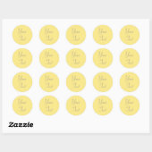 Sticker Rond Sceau d'enveloppe Mariage jaune avec texte personn (Feuille)