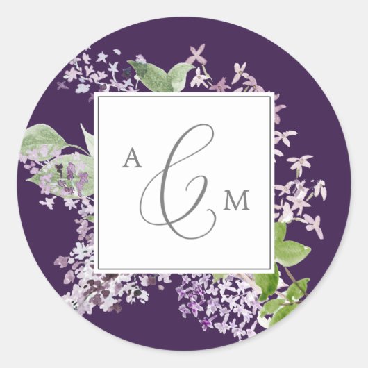 Sticker Rond Sceau d'enveloppe Mariage Lilac violet rustique (Devant)