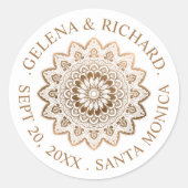 Sticker Rond Sceau d'enveloppe Mariage Mandala Gold (Devant)
