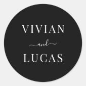 Sticker Rond Sceau d'enveloppe Mariage minimal noir moderne (Devant)