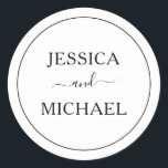 Sticker Rond Sceau d'enveloppe Mariage moderne minimaliste<br><div class="desc">Étiquette minimaliste d'enveloppe mariage moderne. Personnalisez tout le texte et les couleurs dans ce design rustique et élégant pour vos sceaux mariages. Caractéristiques texte vintage et calligraphie moderne.</div>