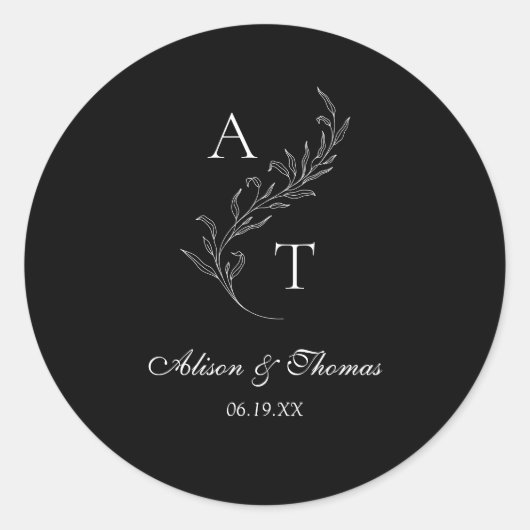Sticker Rond Sceau d'enveloppe Mariage monogramme classique (Devant)