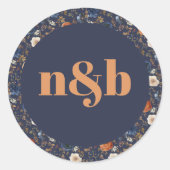 Sticker Rond Sceau d'enveloppe Mariage Monogramme moderne (Devant)