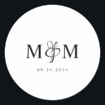 Sticker Rond Sceau d'enveloppe Mariage Monogramme moderne<br><div class="desc">Sceau d'enveloppe Mariage Monogramme moderne et élégant.</div>