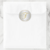 Sticker Rond Sceau d'enveloppe Mariage Monogramme or Parties sc (Sac)