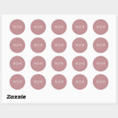 Sticker Rond Sceau d'enveloppe Mariage Monogramme Rose Dusty mo (Feuille)