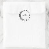 Sticker Rond Sceau d'enveloppe Mariage noir blanc Croissant bla (Sac)