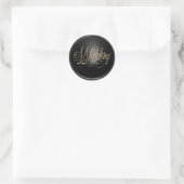 Sticker Rond Sceau d'enveloppe Mariage noir et or (Sac)