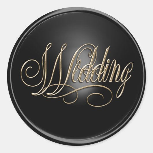 Sticker Rond Sceau d'enveloppe Mariage noir et or (Devant)