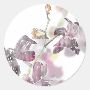 Sticker Rond Sceau d'enveloppe Mariage orchidée